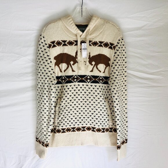 American Eagle Men's Size Small Knit Pullover Hoodie Sweater Moose Deer - Picture 1 of 5